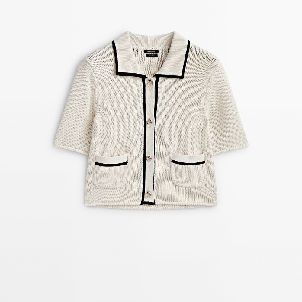 Massimo Dutti Knit textured cardigan with pockets M